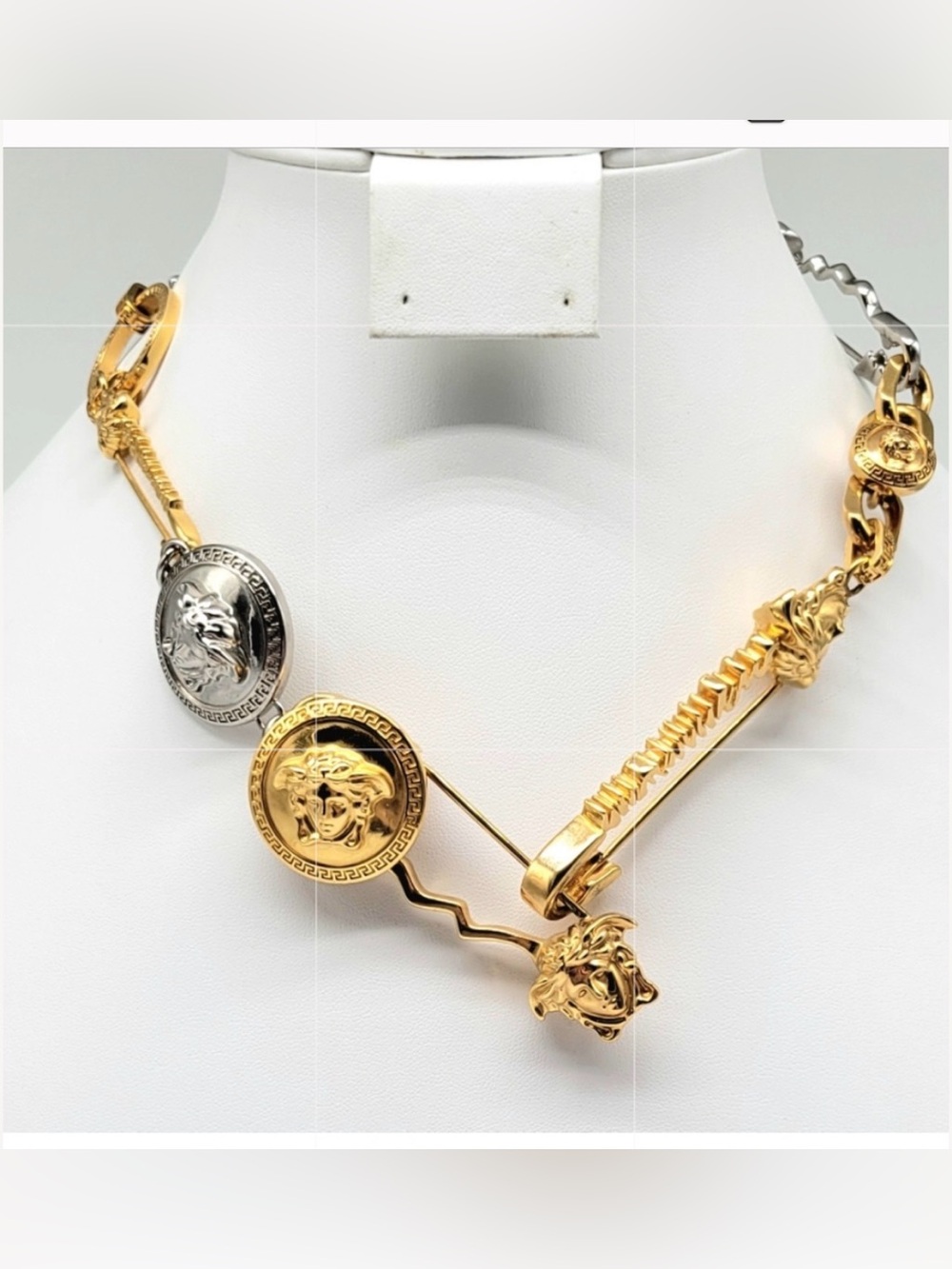 Versace Two-Tone Medusa Necklace - Gold & Silver